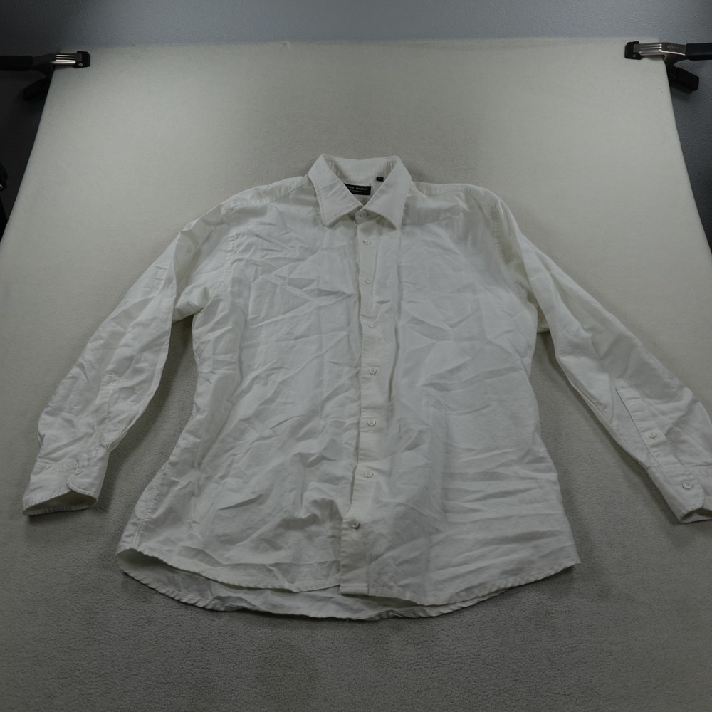 Spier & Mackay Contemporary Dress Shirt Mens 17 1/2 Linen Blend Long Sleeve